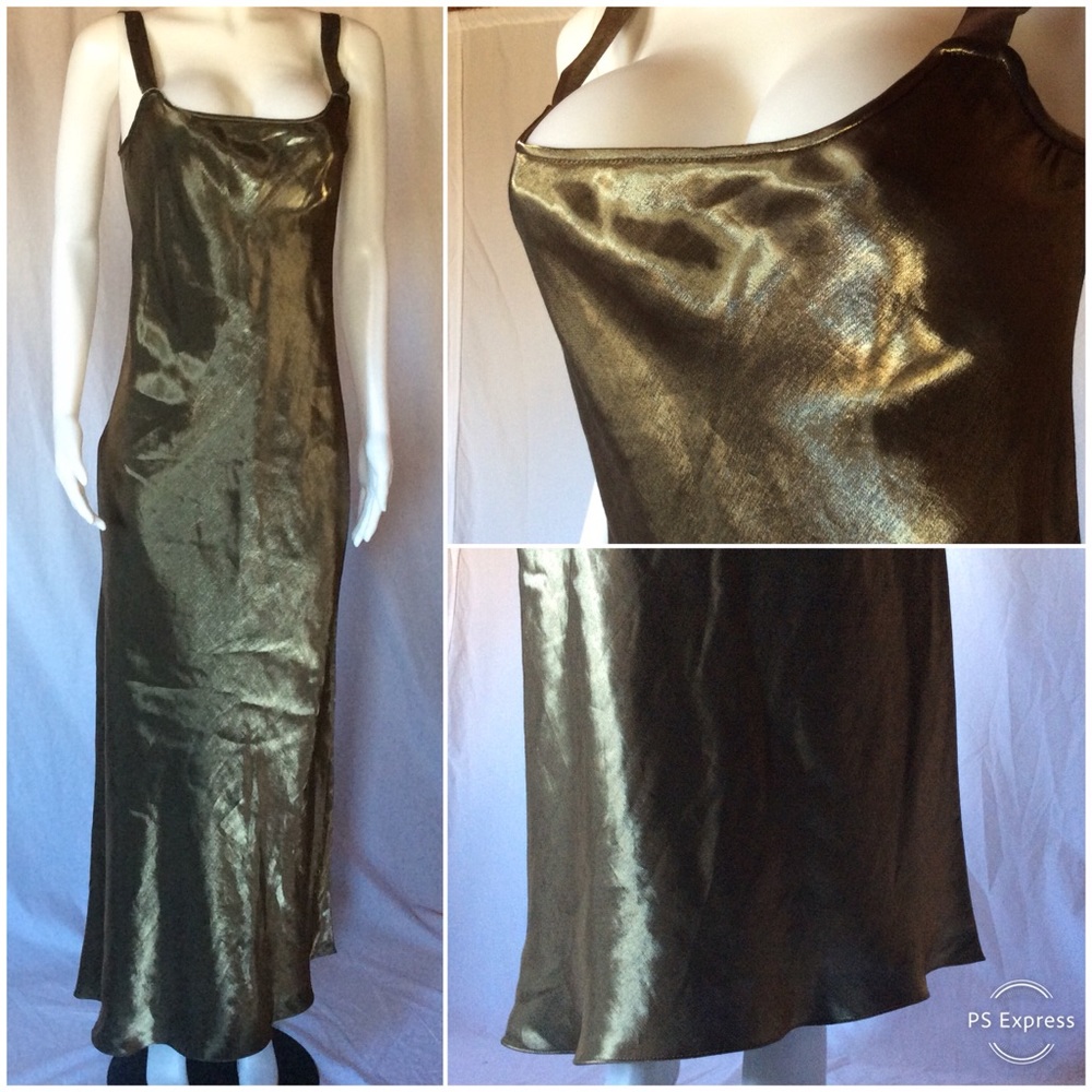 Cattiva Shiny Olive Green Lightweight Maxi Dress